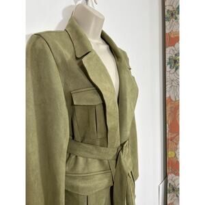 Belted Solitaire Suede Jacket in and Olive Khaki color Size XL